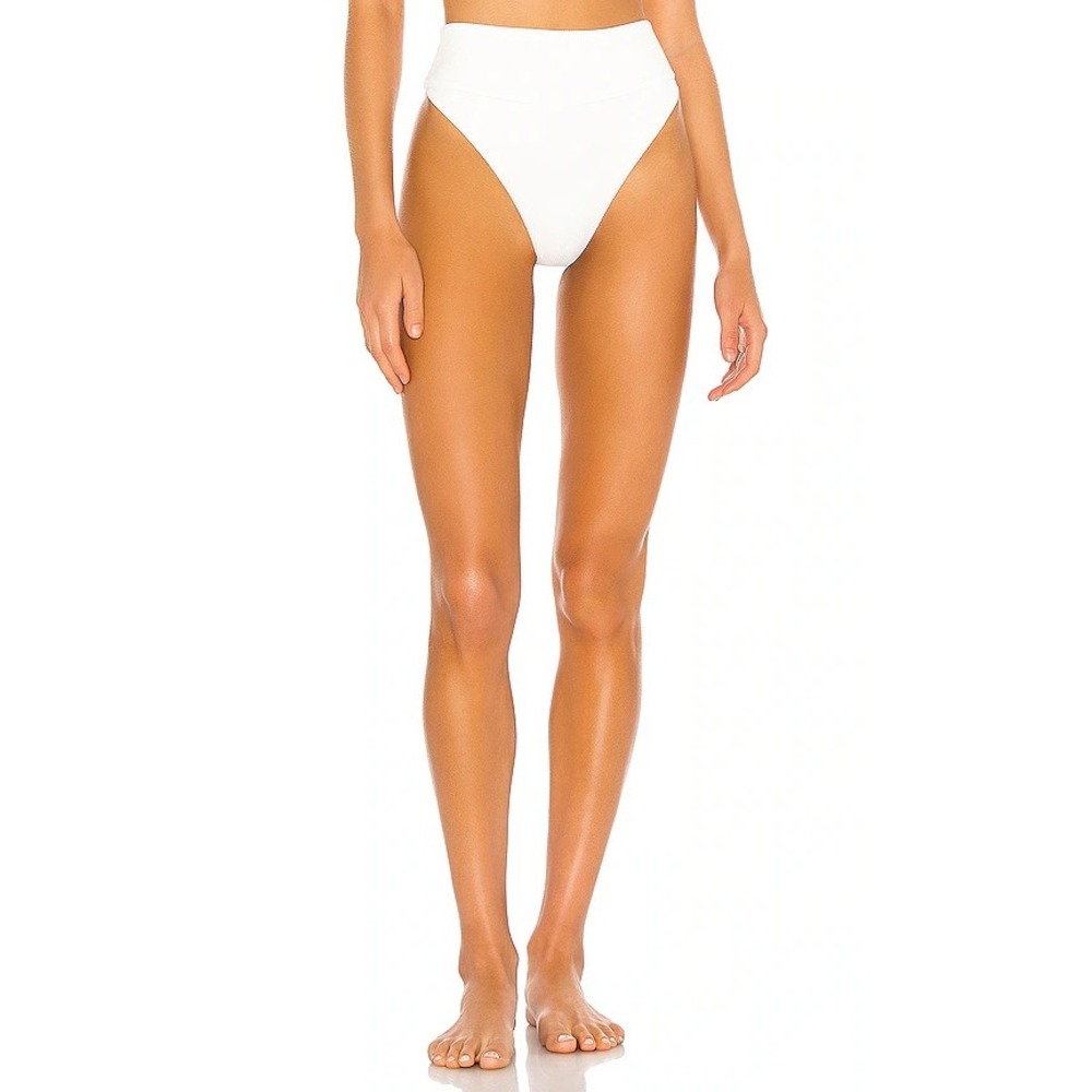 Beach Riot Highway Bikini Bottom White Ribbed High Waisted Large
